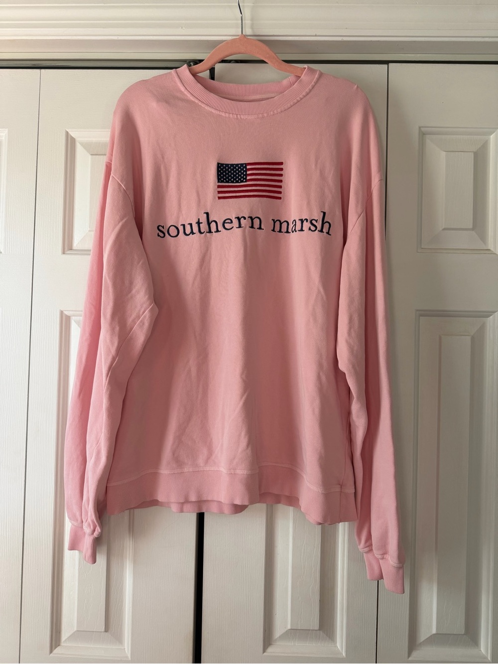 Southern Marsh SEAWASH™ Sweatshirt - American Flag in Camelia - Picture 2 of 5